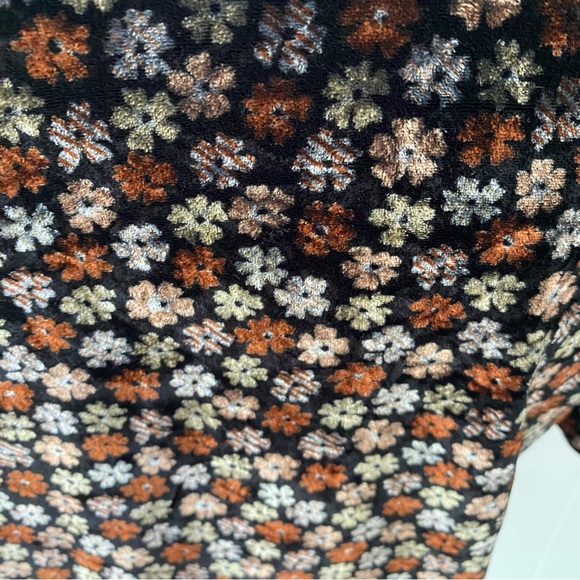 Madewell Velvet Flutter Tulip Sleeve Floral Ruffle V Neck Top Womens S Small - Picture 6 of 11